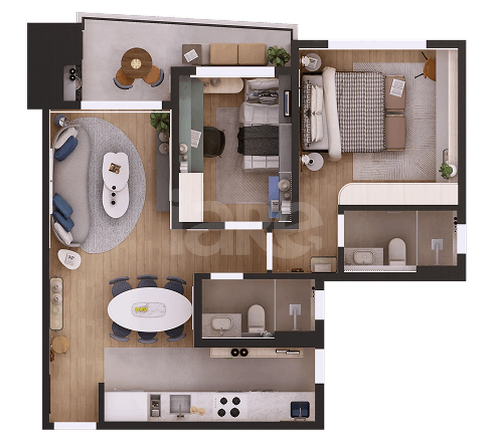 Planta — Apartamento 62,21 m²