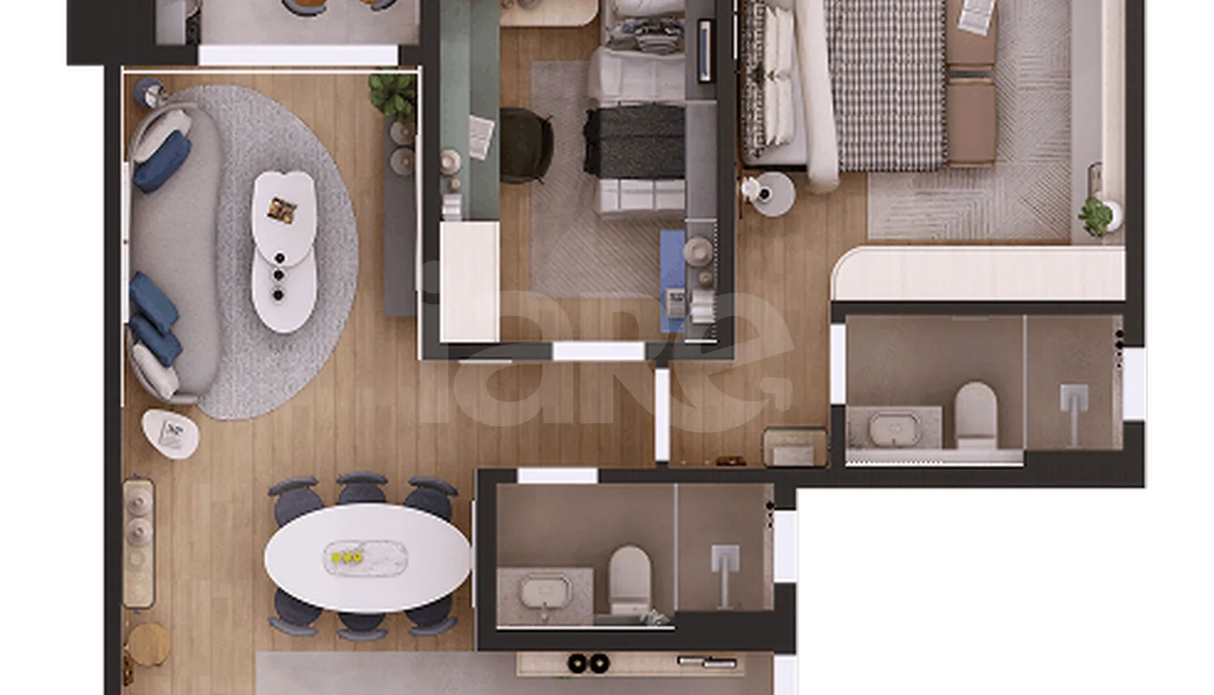 Planta — Apartamento 62,21 m²