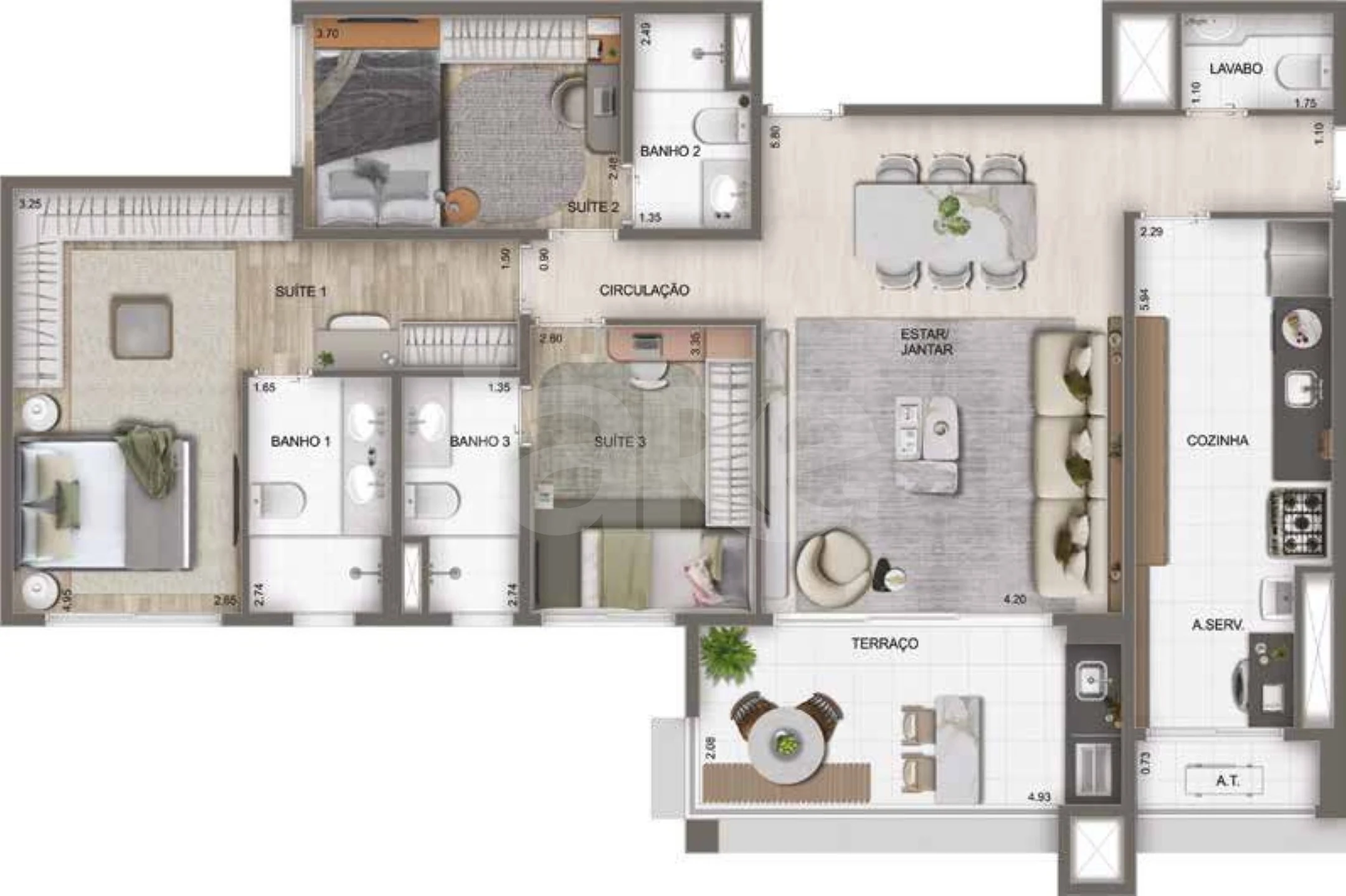 Planta — Apartamento 120 m²