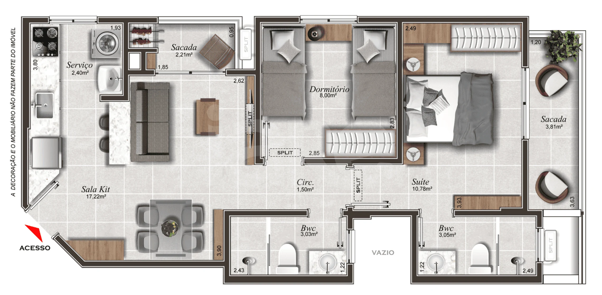 Planta — Apartamento 61,66 m²