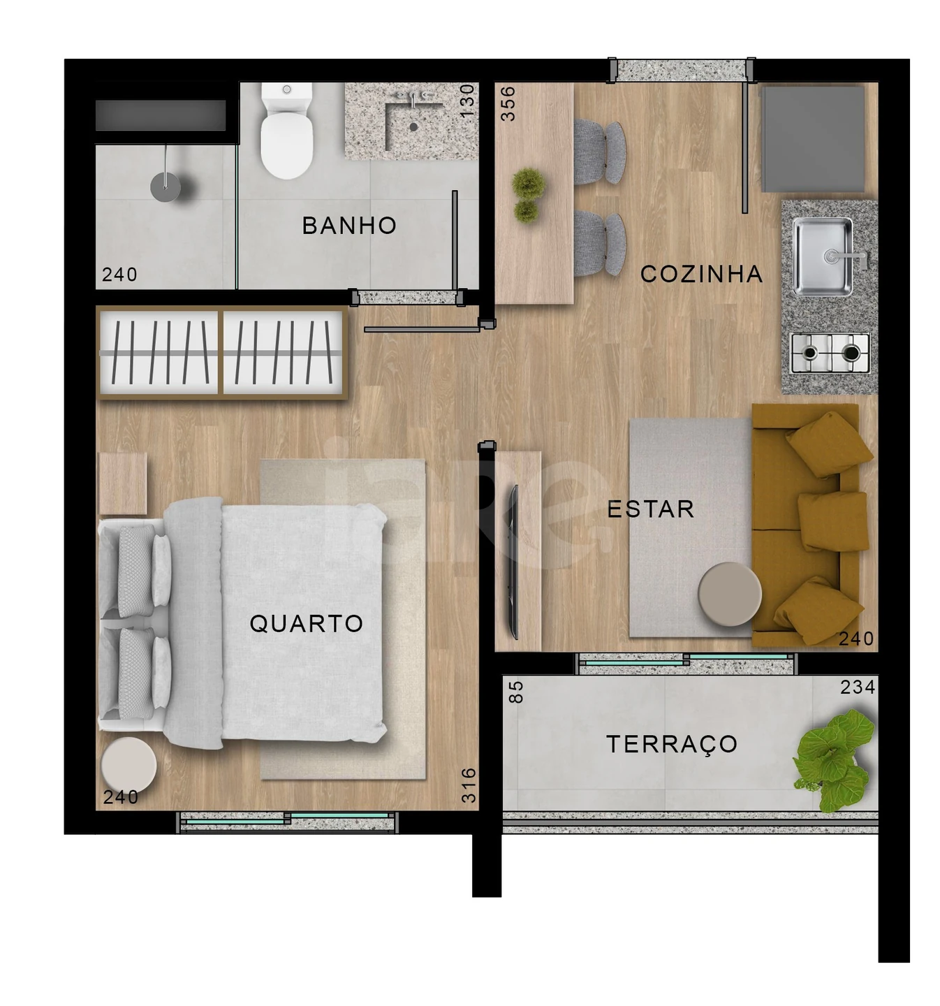 Planta — Apartamento 24,46 m²