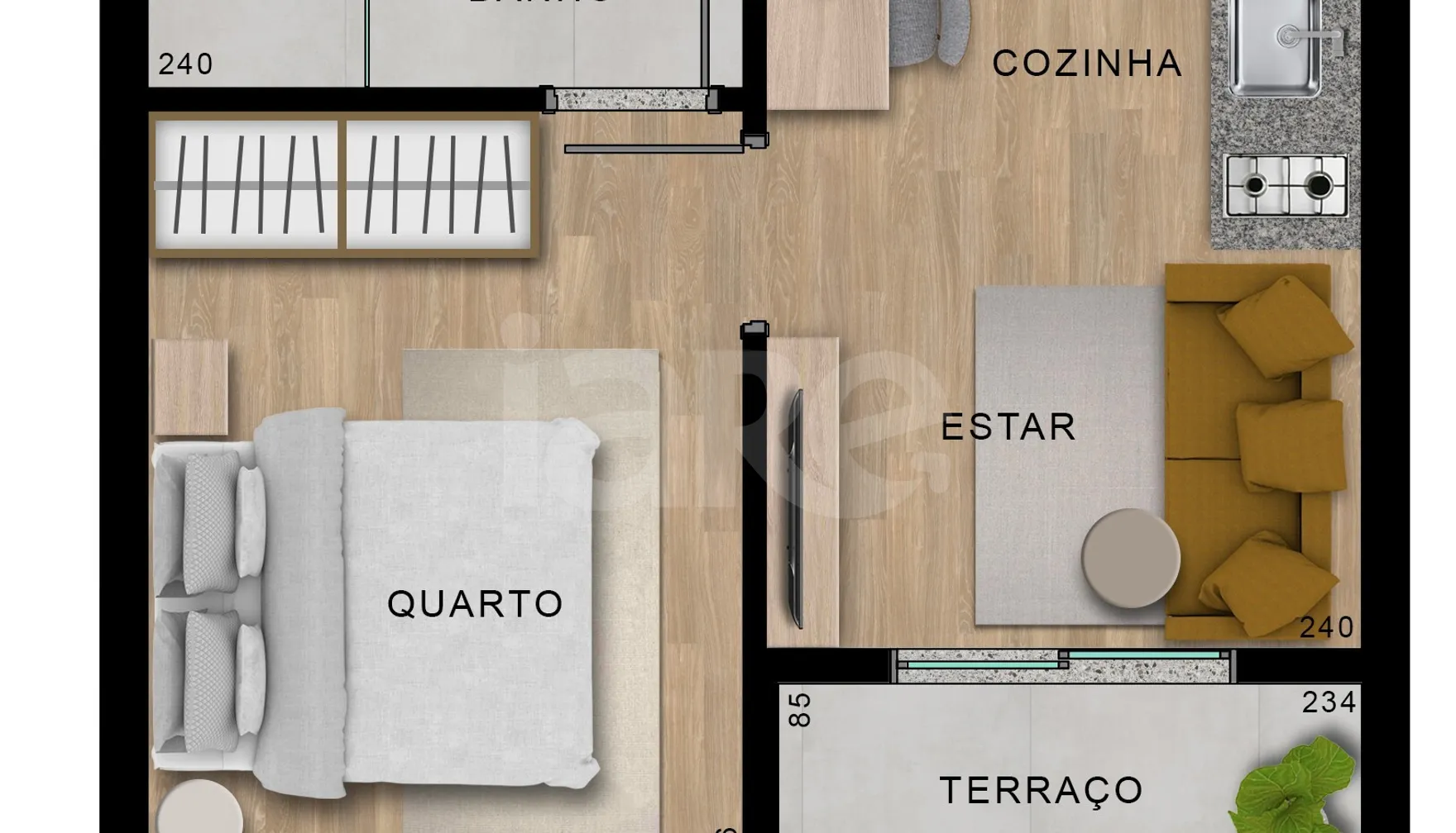 Planta — Apartamento 24,46 m²