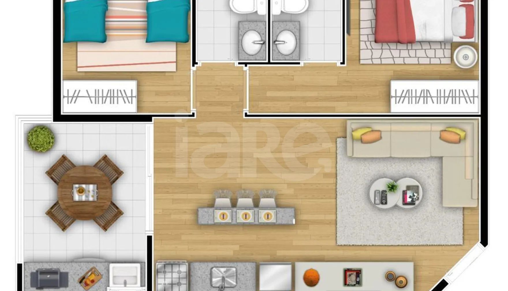 Planta — Apartamento 55 m²