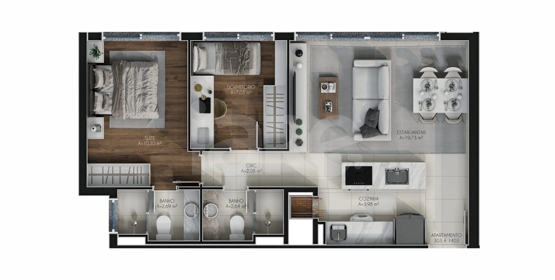Planta — Apartamento 63 m²