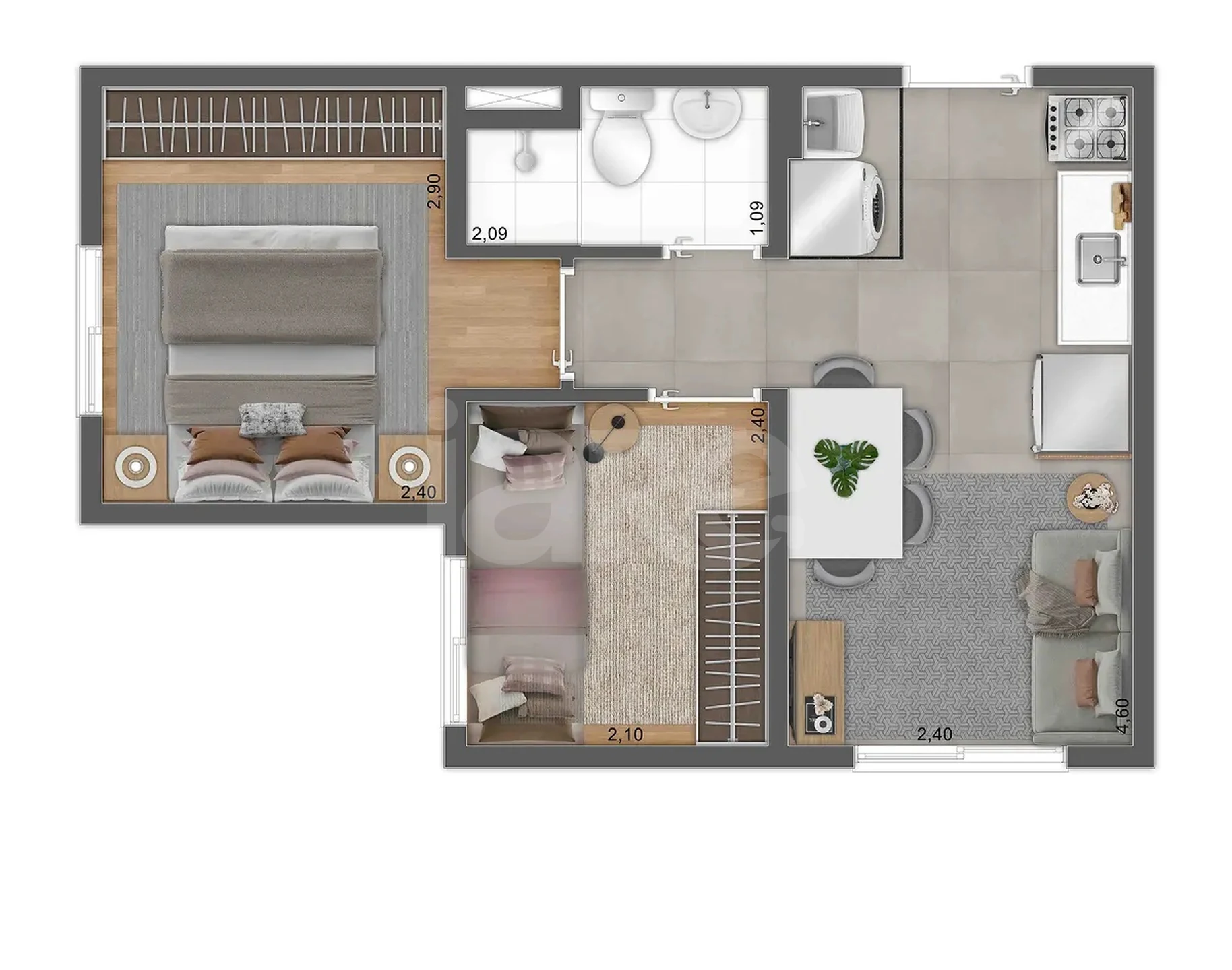 Planta — Apartamento 31,71 m²