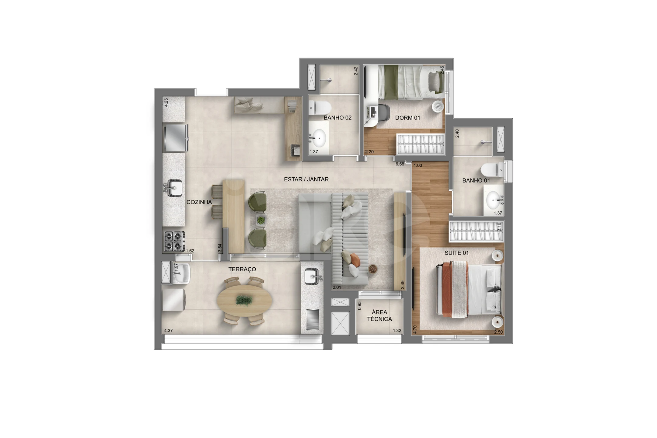 Planta — Apartamento 57,24 m²