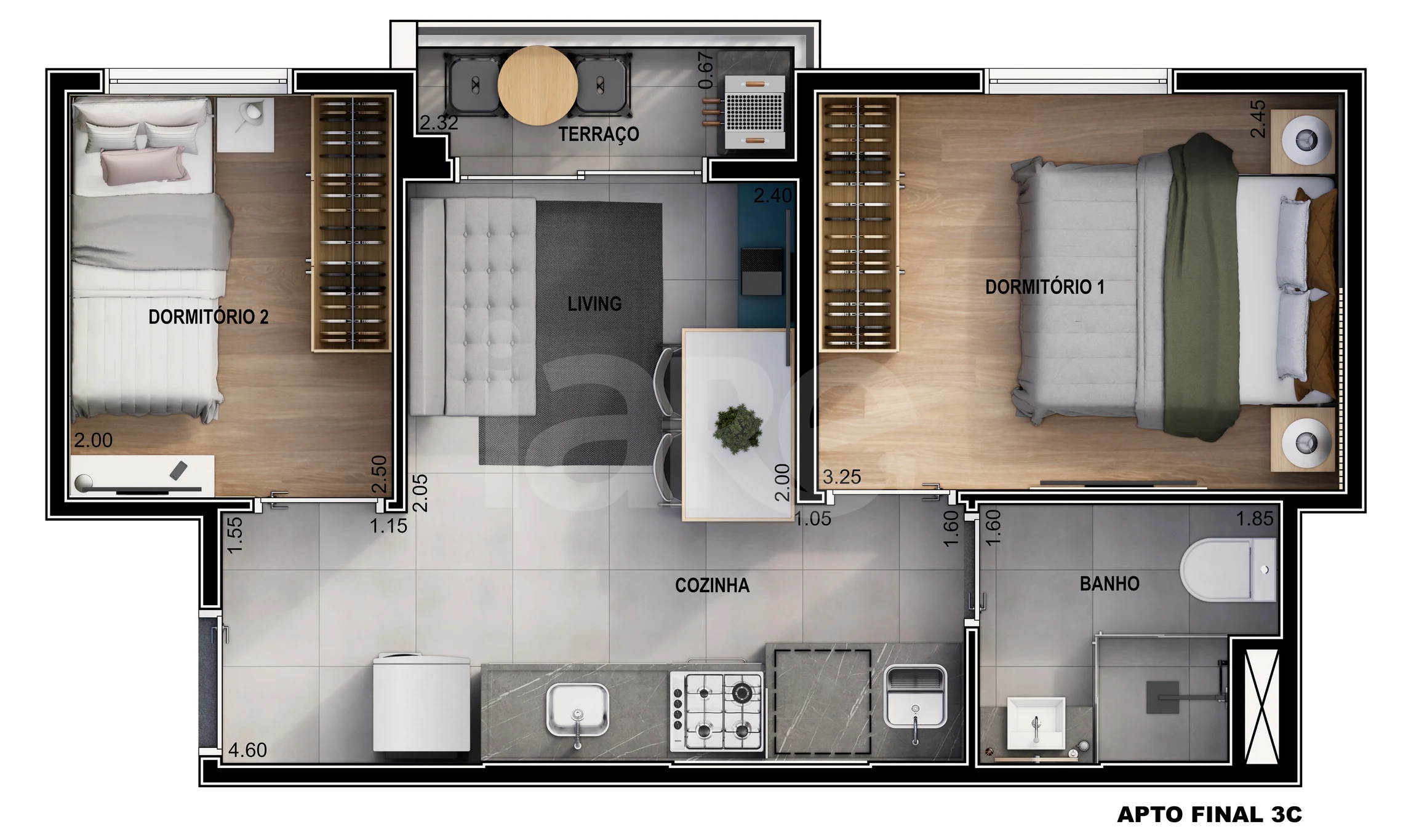 Planta — Apartamento 34,47 m²