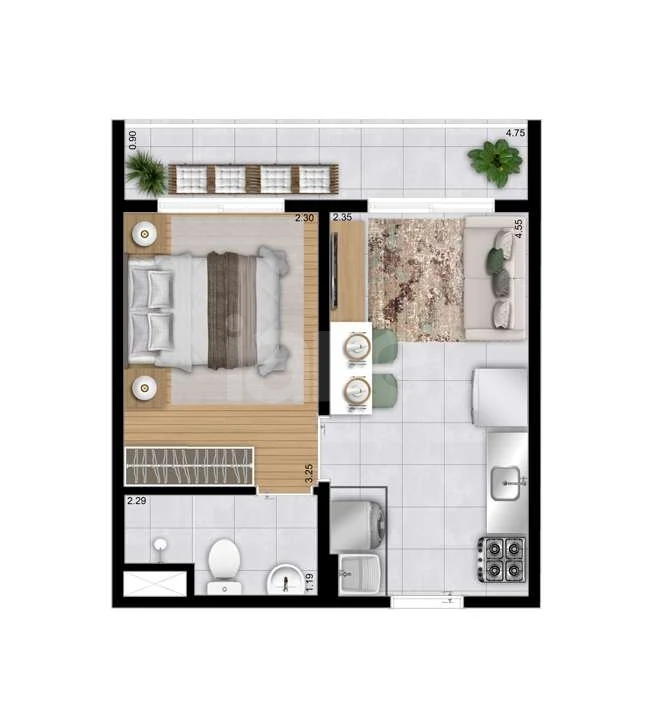 Planta — Apartamento 28,88 m²