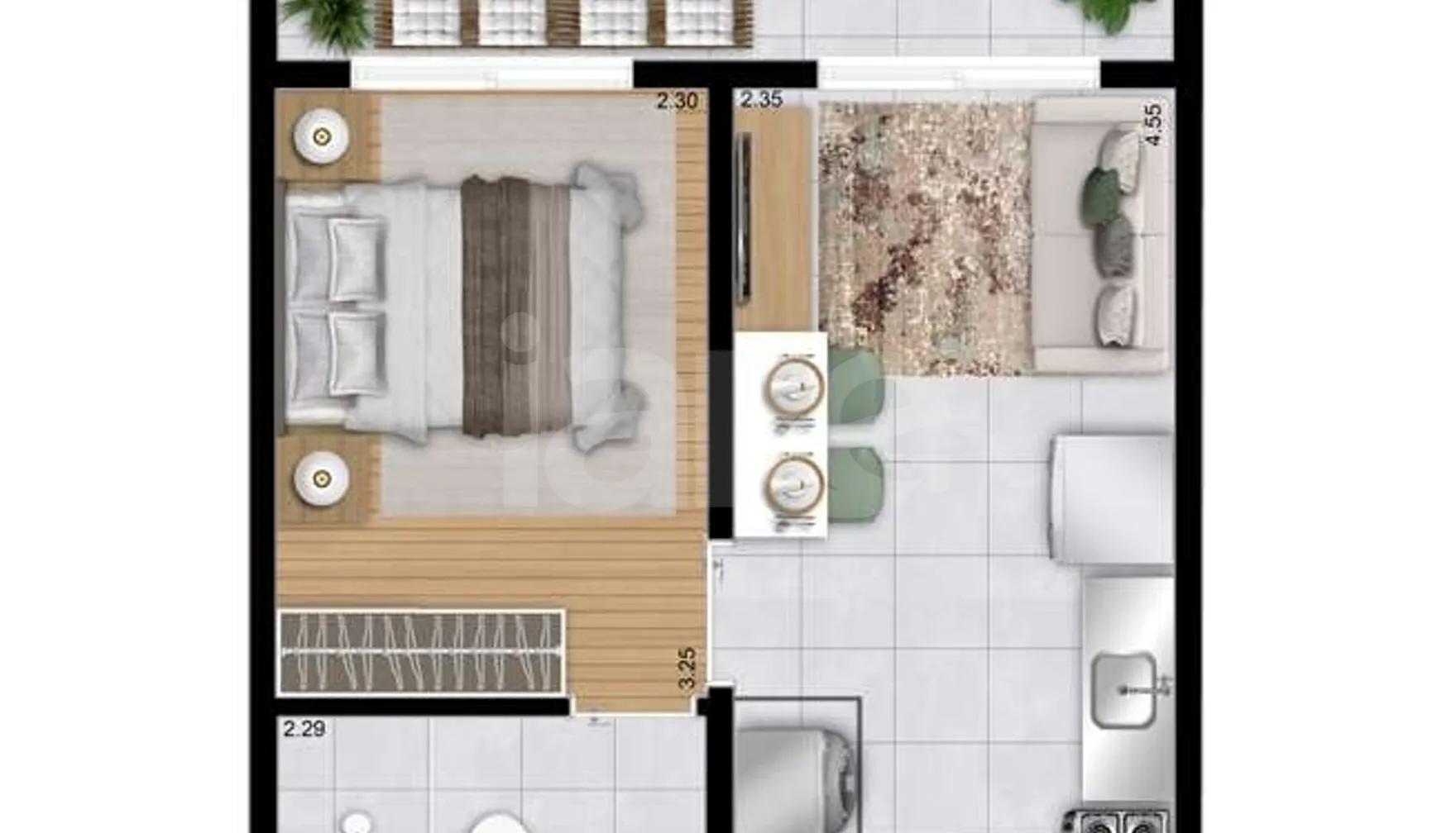 Planta — Apartamento 28,88 m²