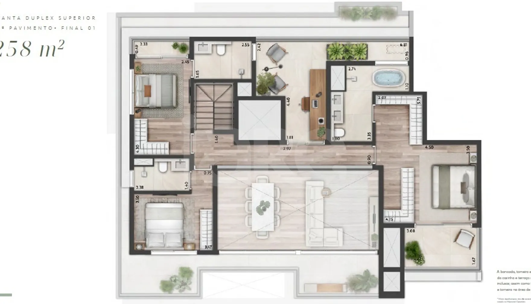 Planta — Cobertura Duplex 255,91 m²