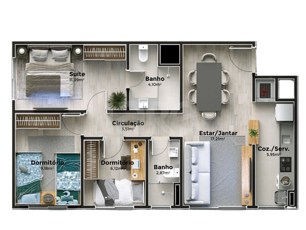 Planta — Apartamento 67,9 m²