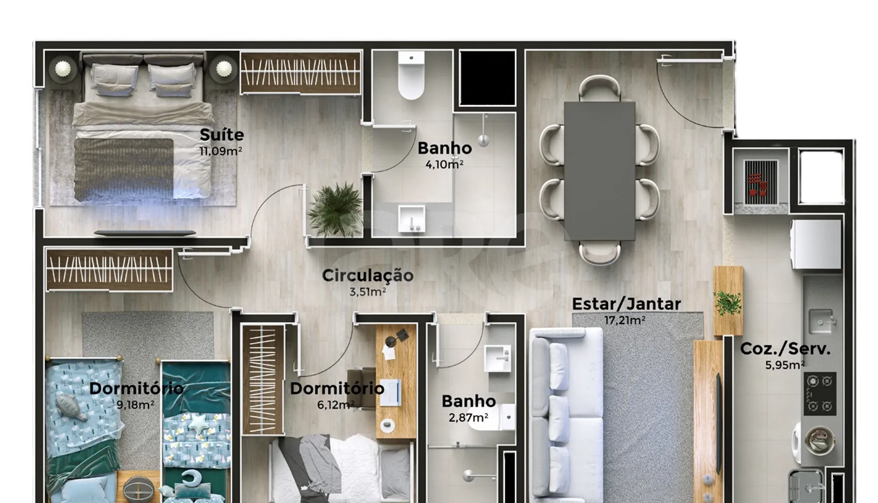 Planta — Apartamento 67,9 m²
