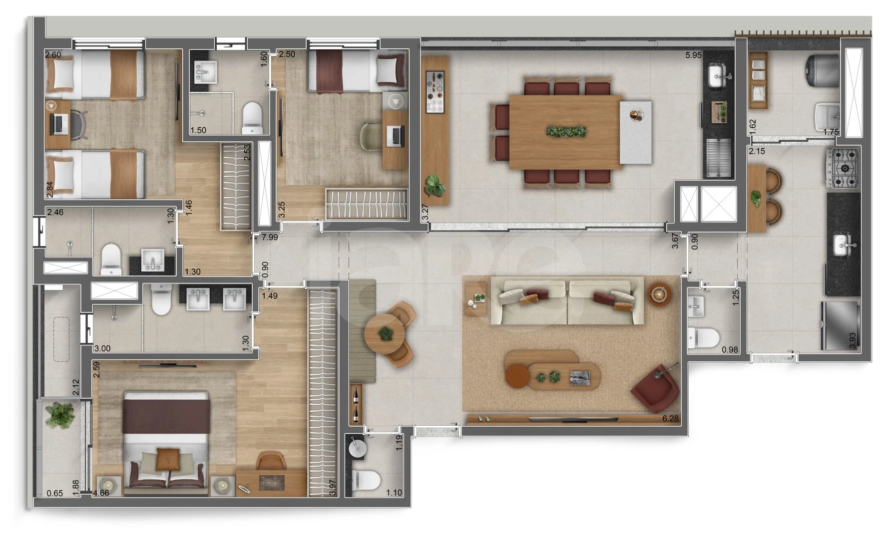 Planta — Apartamento 122,29 m²