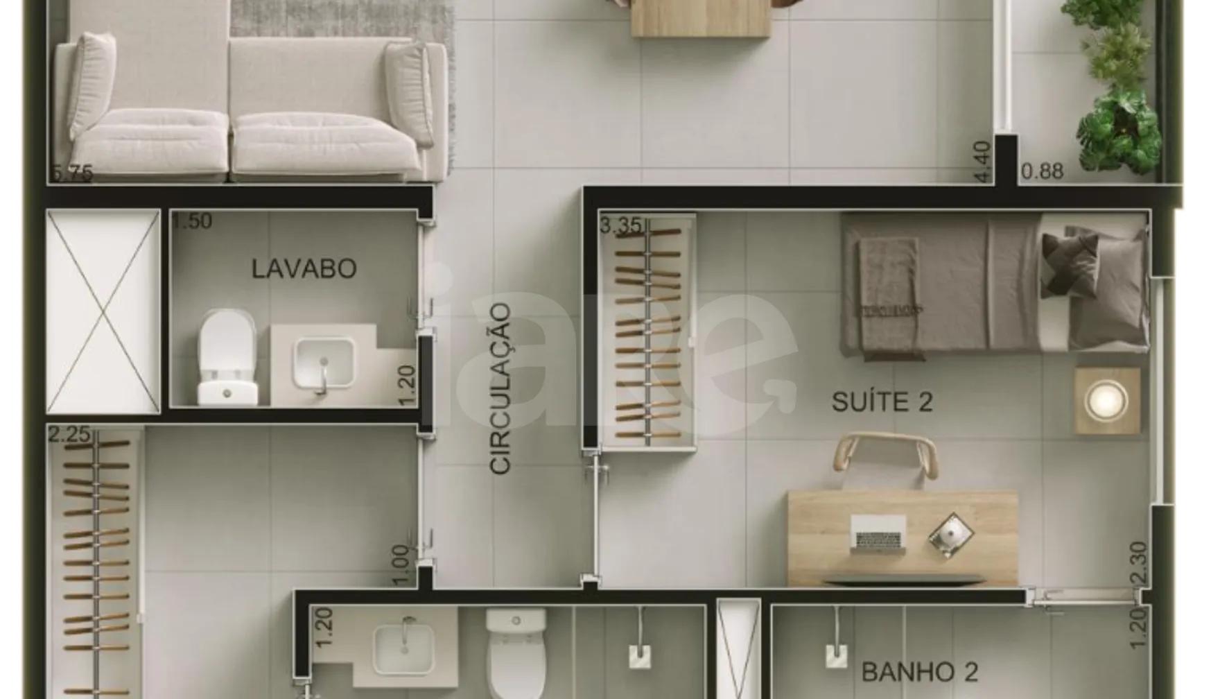 Planta — Apartamento 68,83 m²