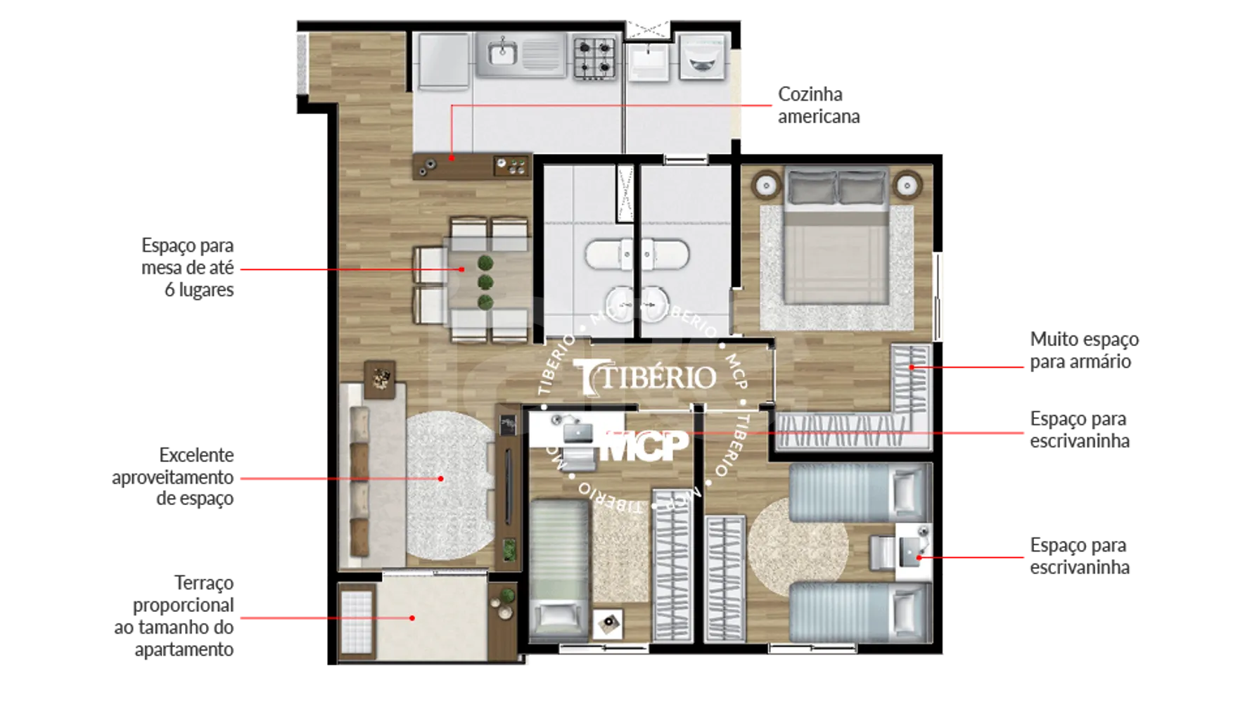 Planta — Apartamento 65,01 m²