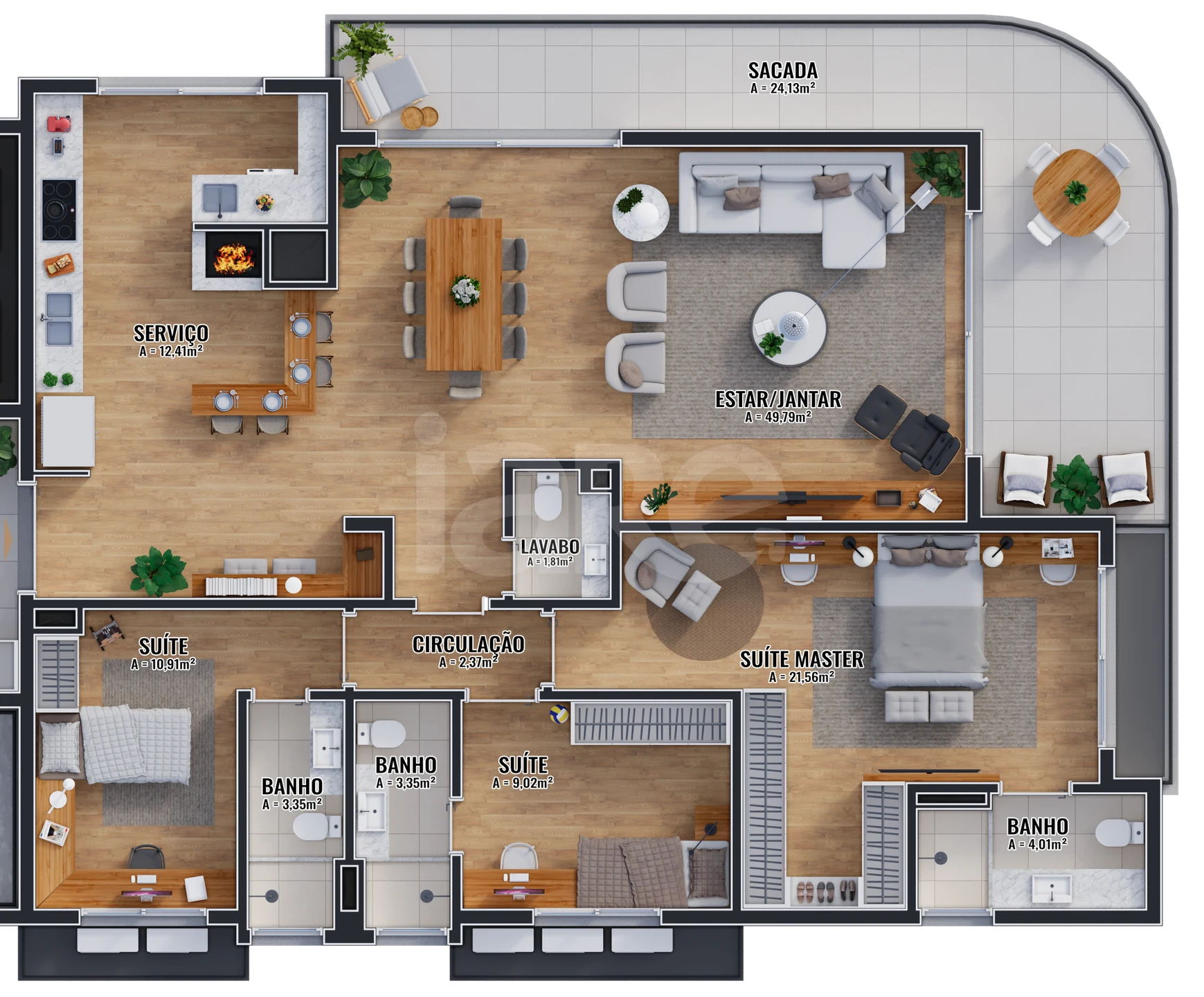 Planta — Apartamento 171,49 m²