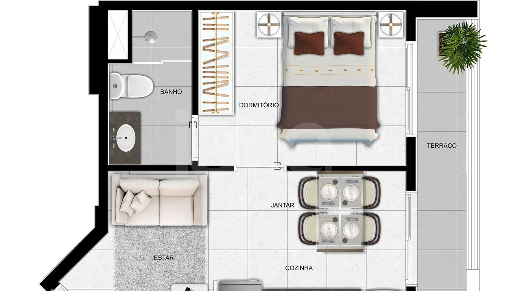 Planta — Apartamento 29,5 m²