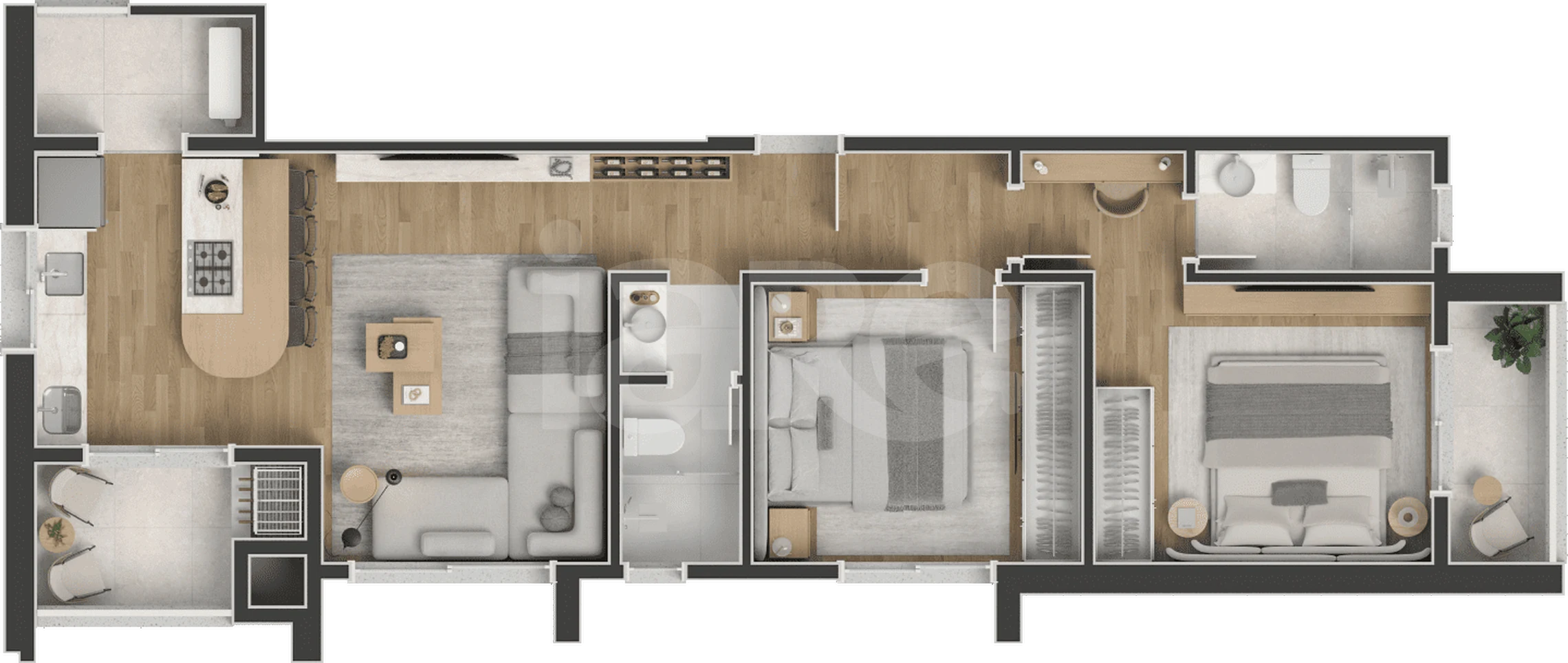 Planta — Apartamento 77,14 m²