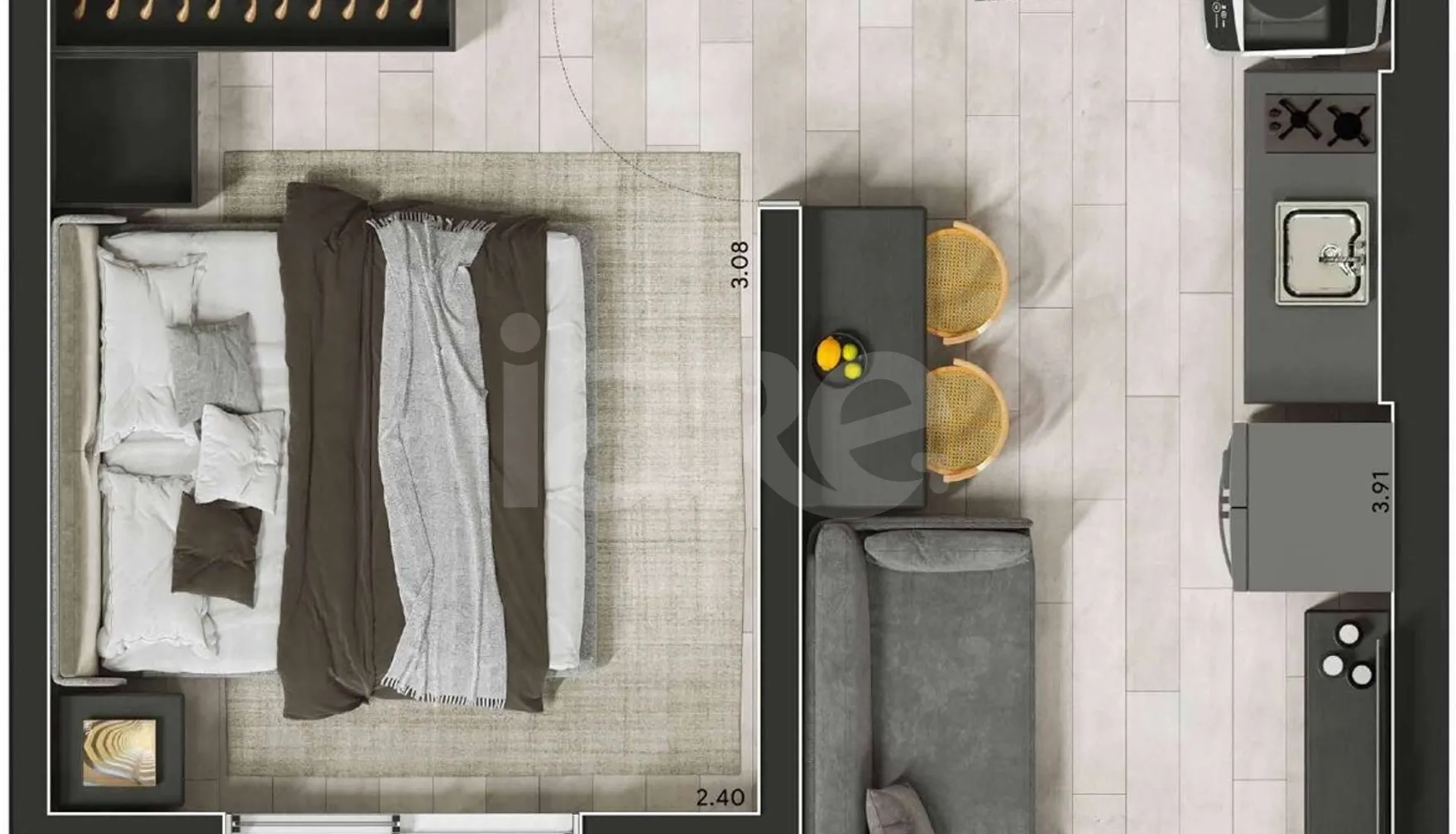 Planta — Apartamento 24,43 m²