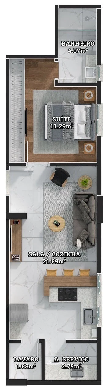 Planta — Apartamento 47 m²