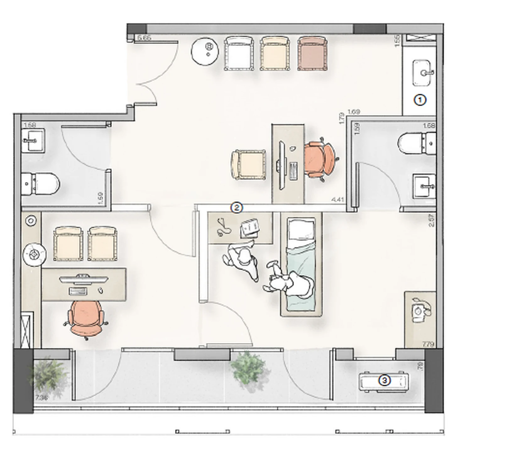 Planta — Sala 51,85 m²
