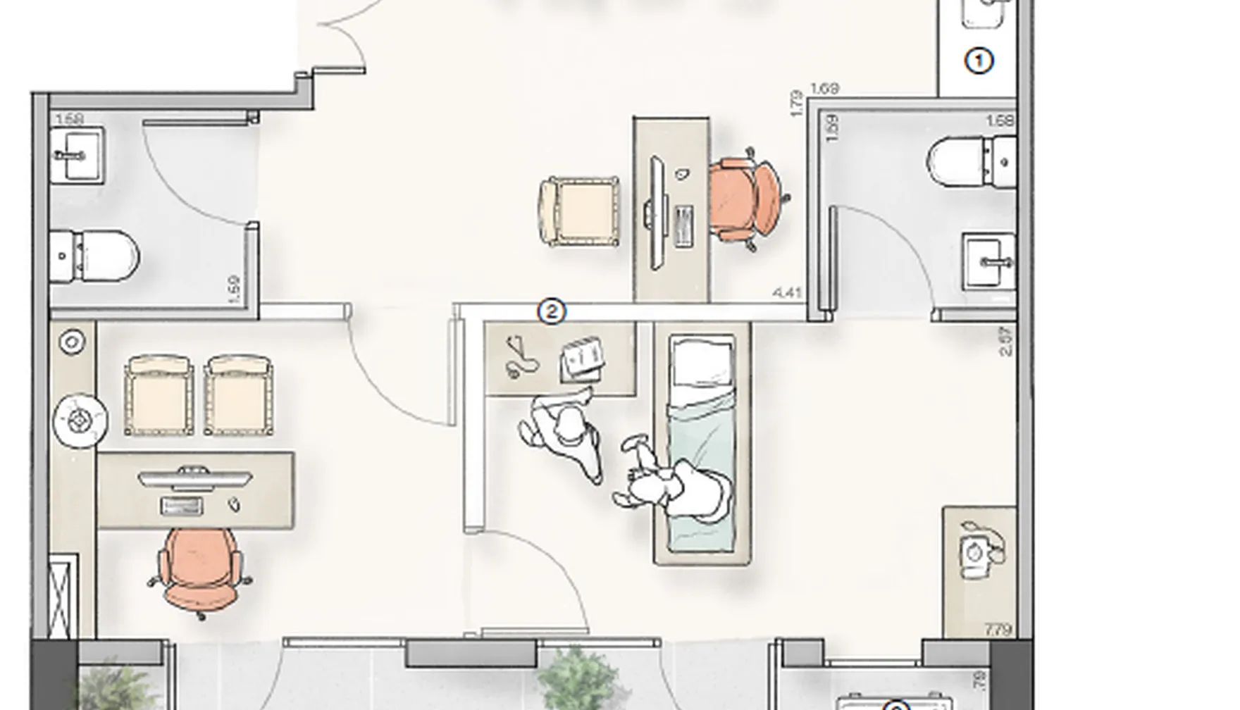 Planta — Sala 51,85 m²