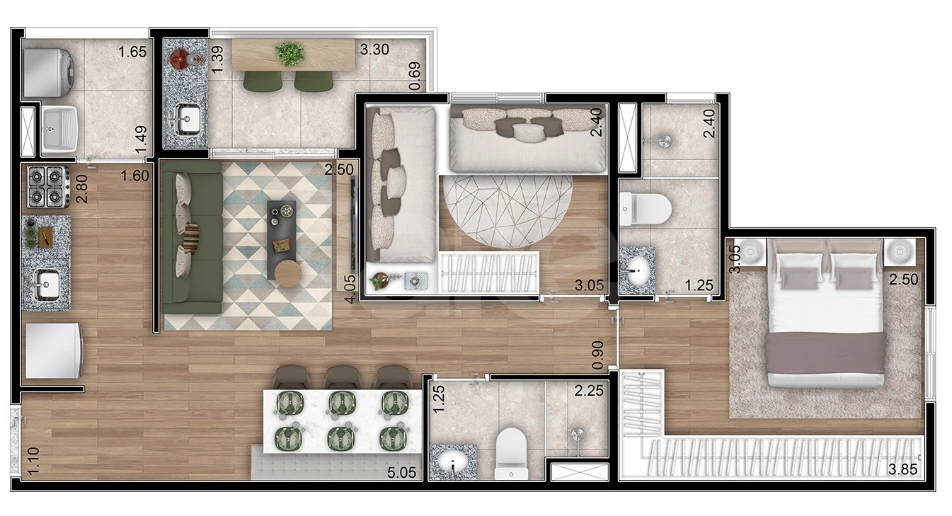Planta — Apartamento 57,35 m²