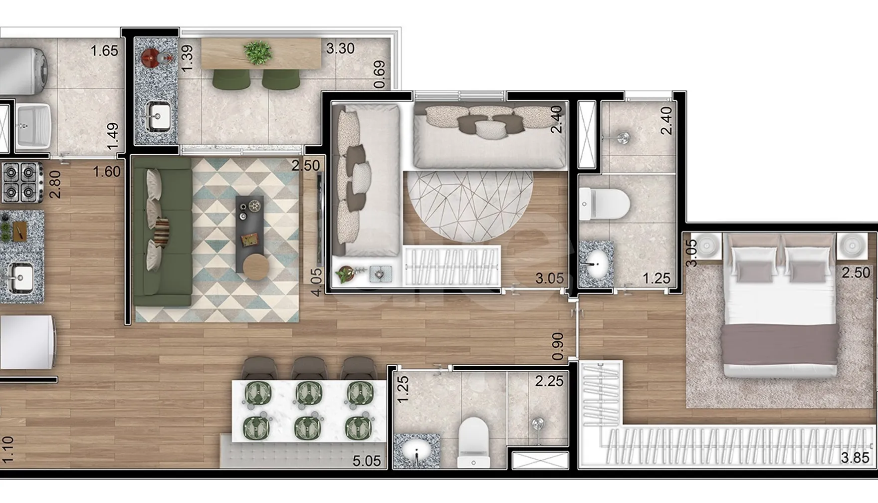 Planta — Apartamento 57,35 m²