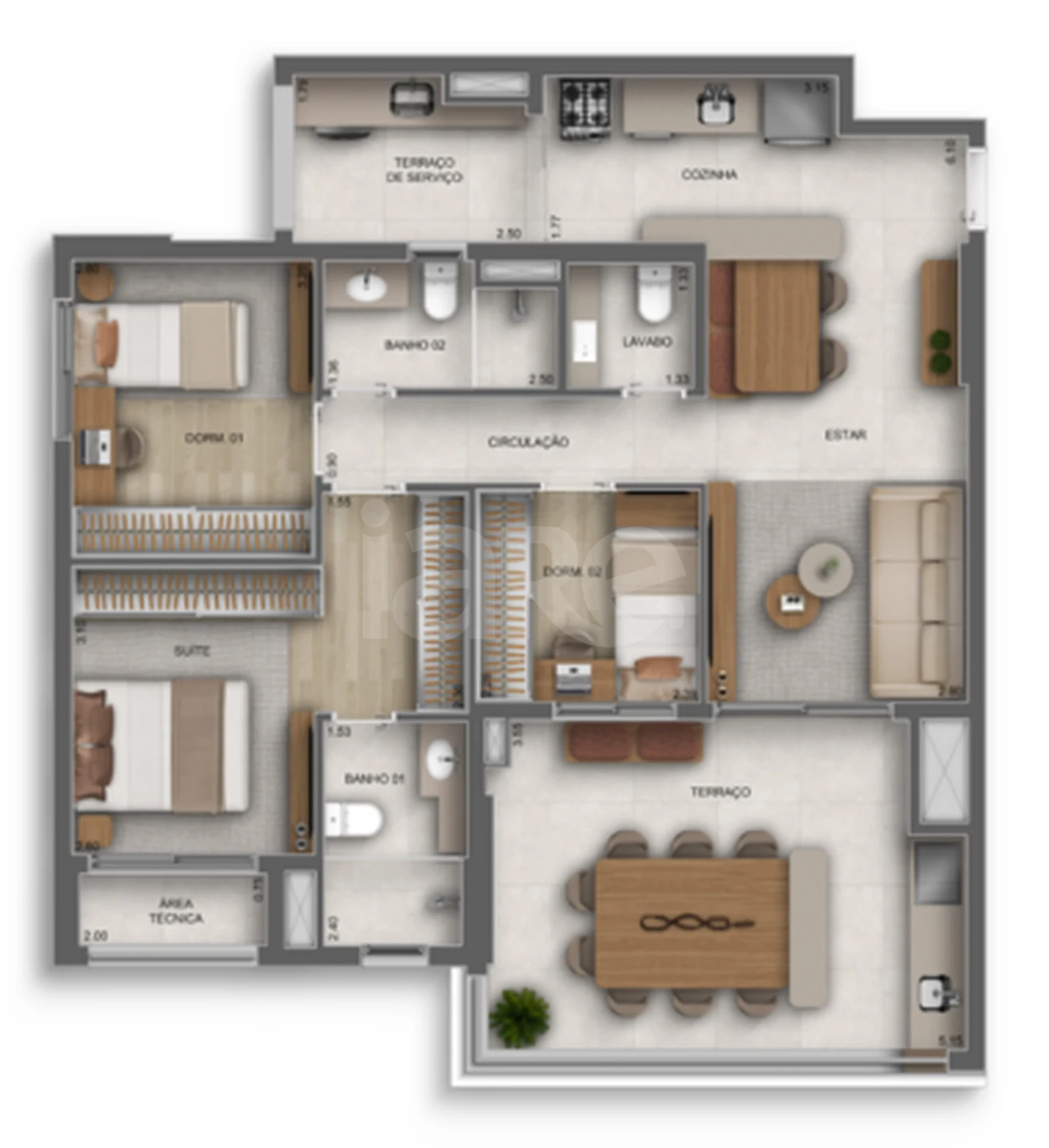 Planta — Apartamento 97 m²