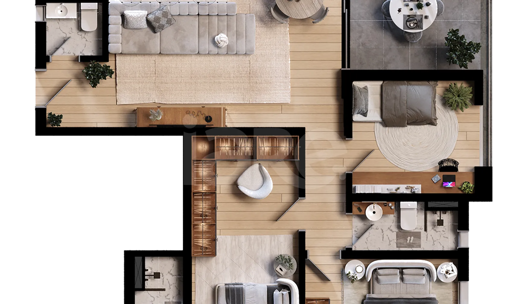 Planta — Apartamento 90,96 m²