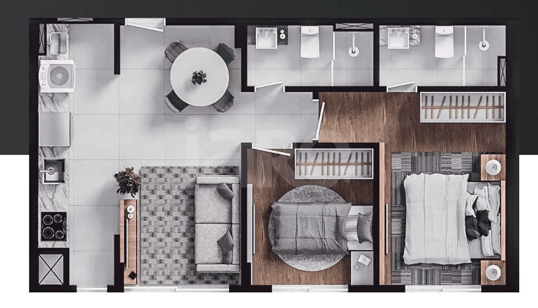 Planta — Apartamento 52 m²