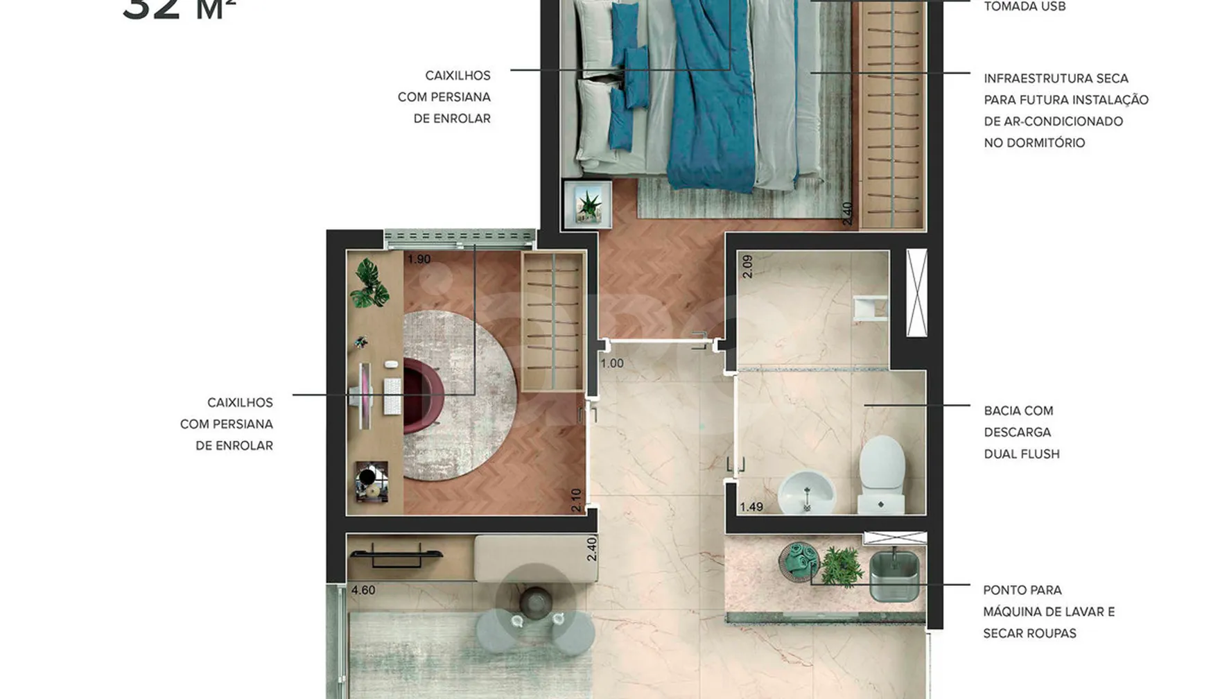 Planta — Apartamento 35,59 m²