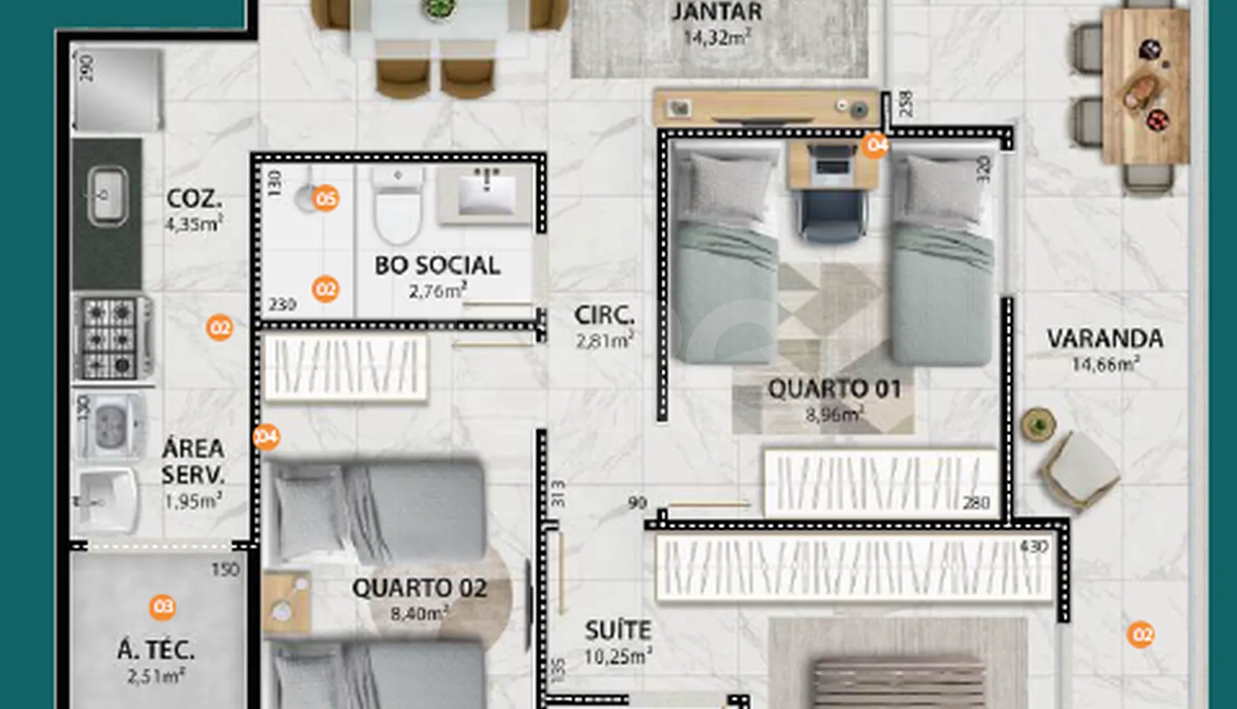 Planta — Apartamento 82,95 m²