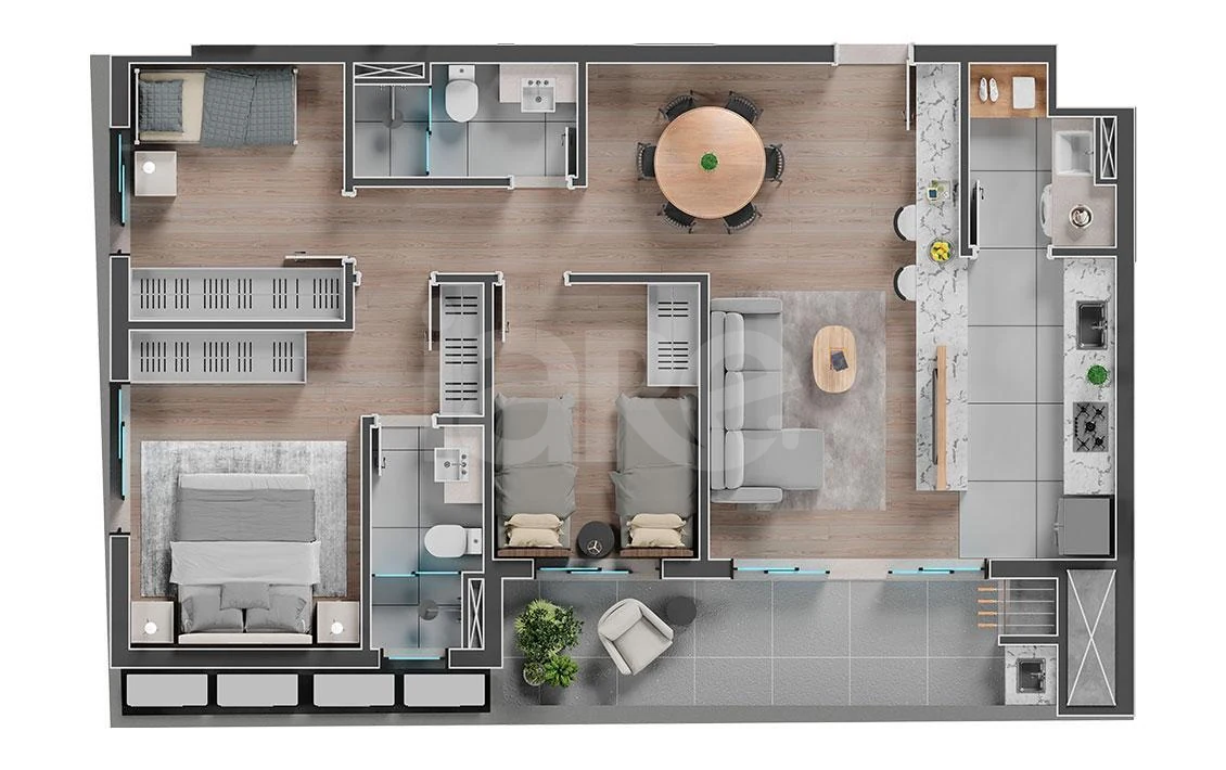 Planta — Apartamento 88,91 m²