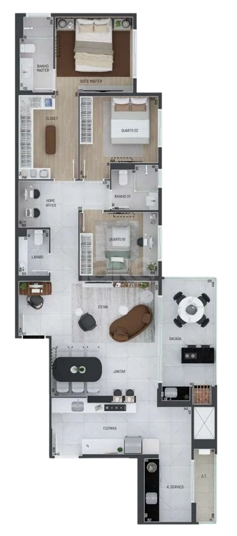 Planta — Apartamento 129,59 m²