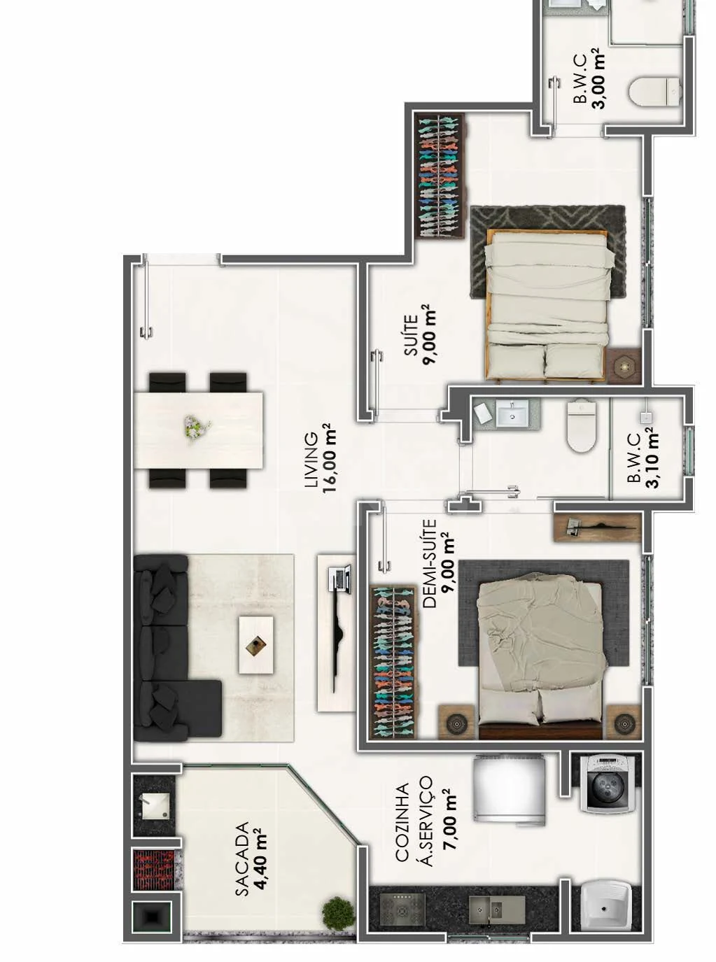 Planta — Apartamento 62,9 m²