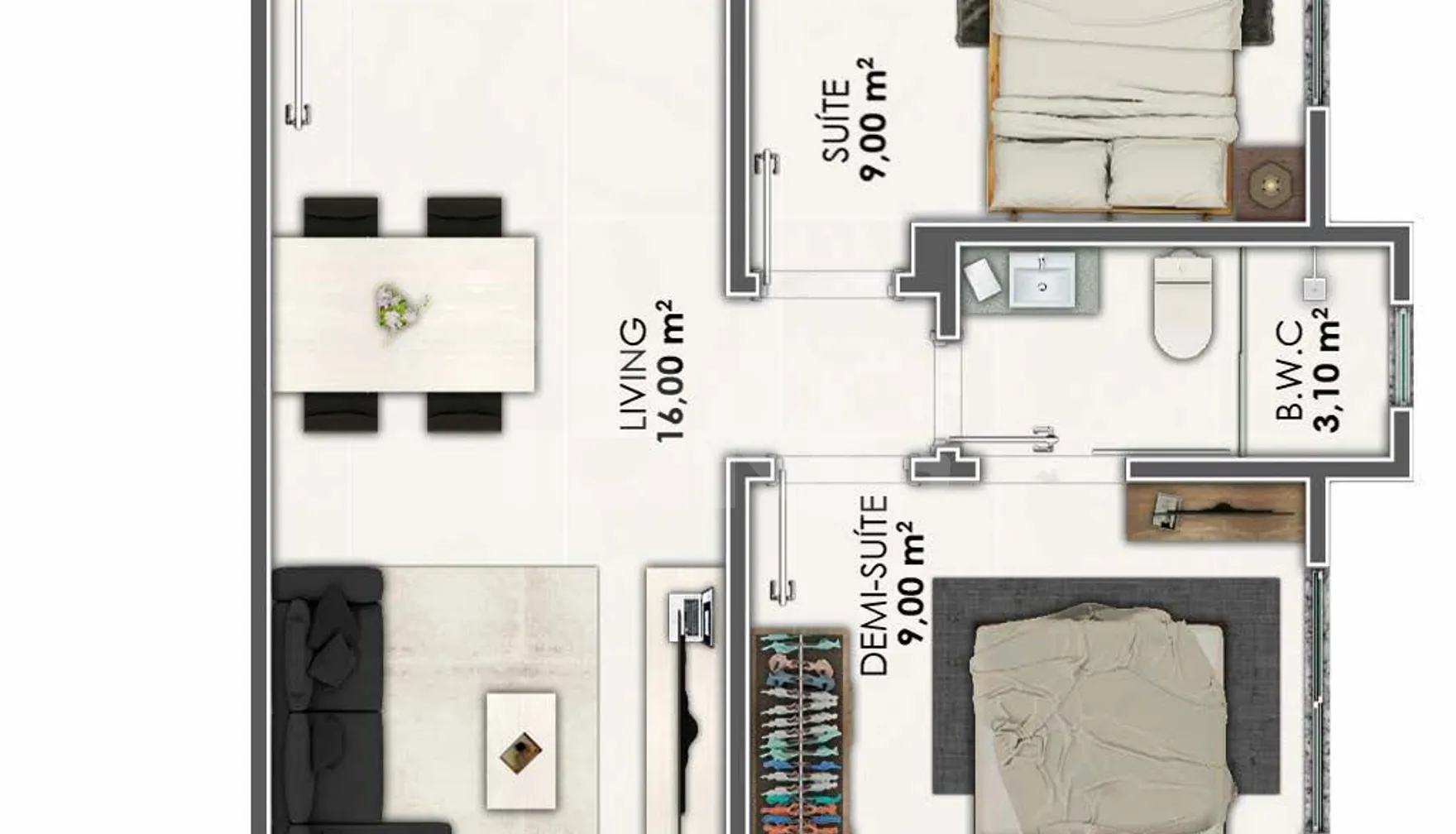 Planta — Apartamento 62,9 m²