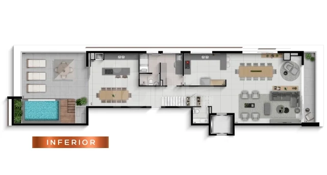 Planta — Cobertura Duplex 302,95 m² · 1º pavimento