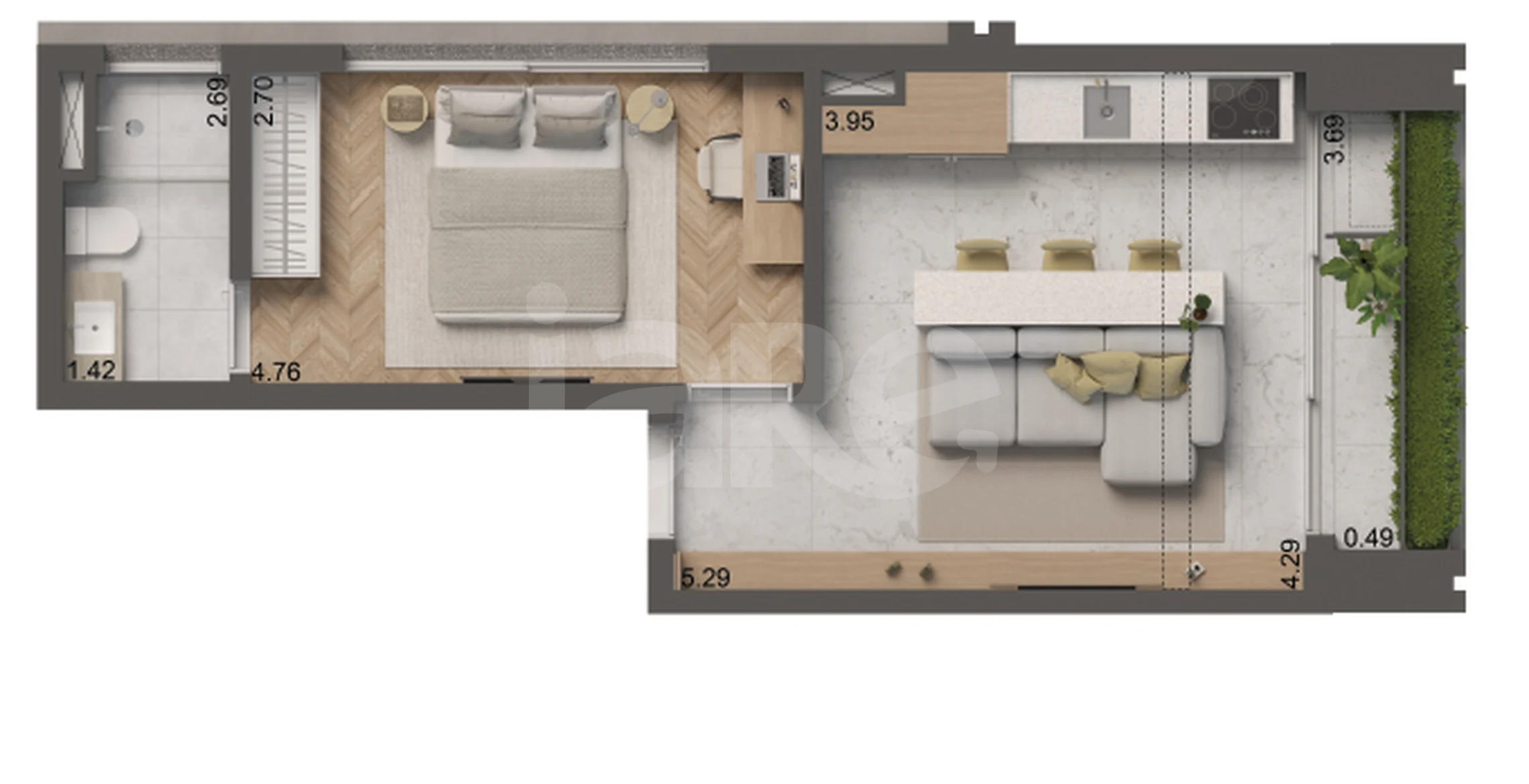 Planta — Apartamento 46,7 m²