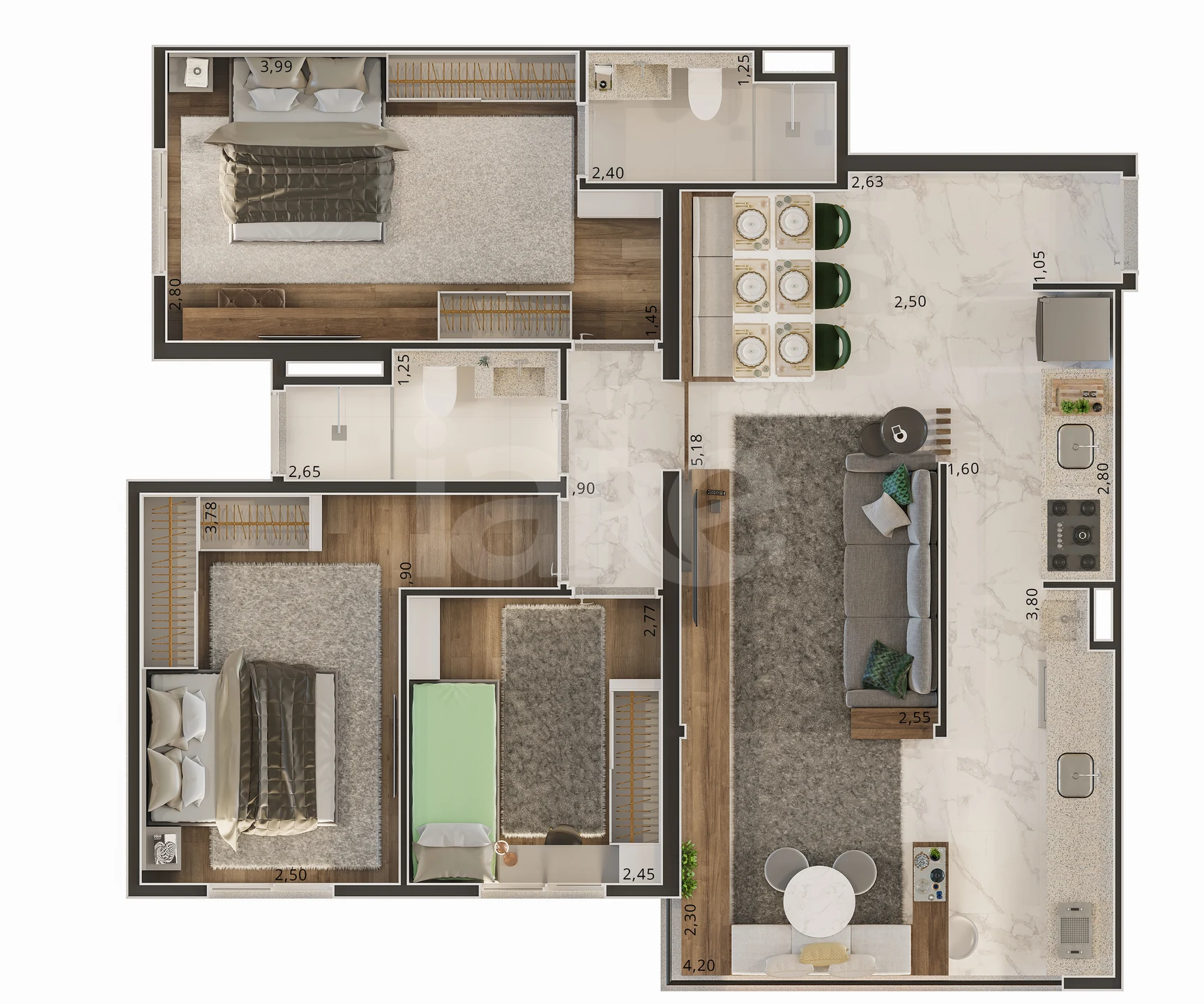 Planta — Apartamento 82 m²