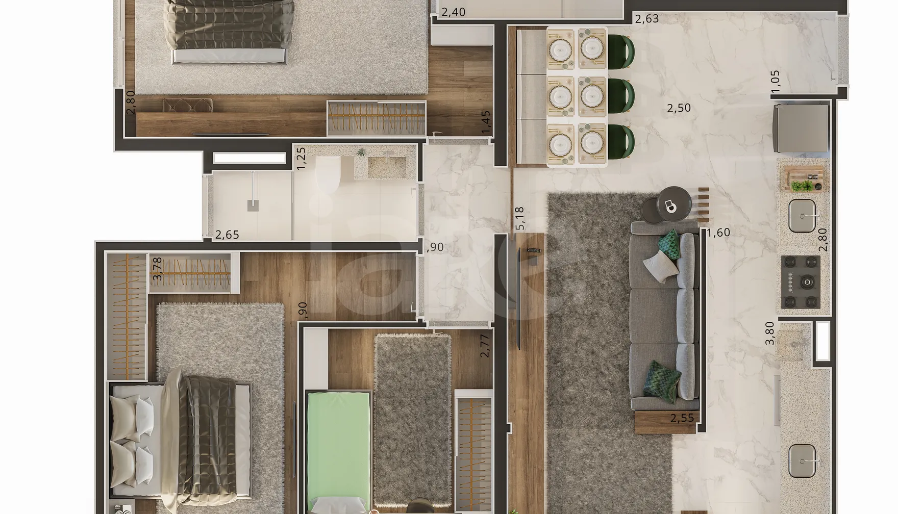 Planta — Apartamento 82 m²