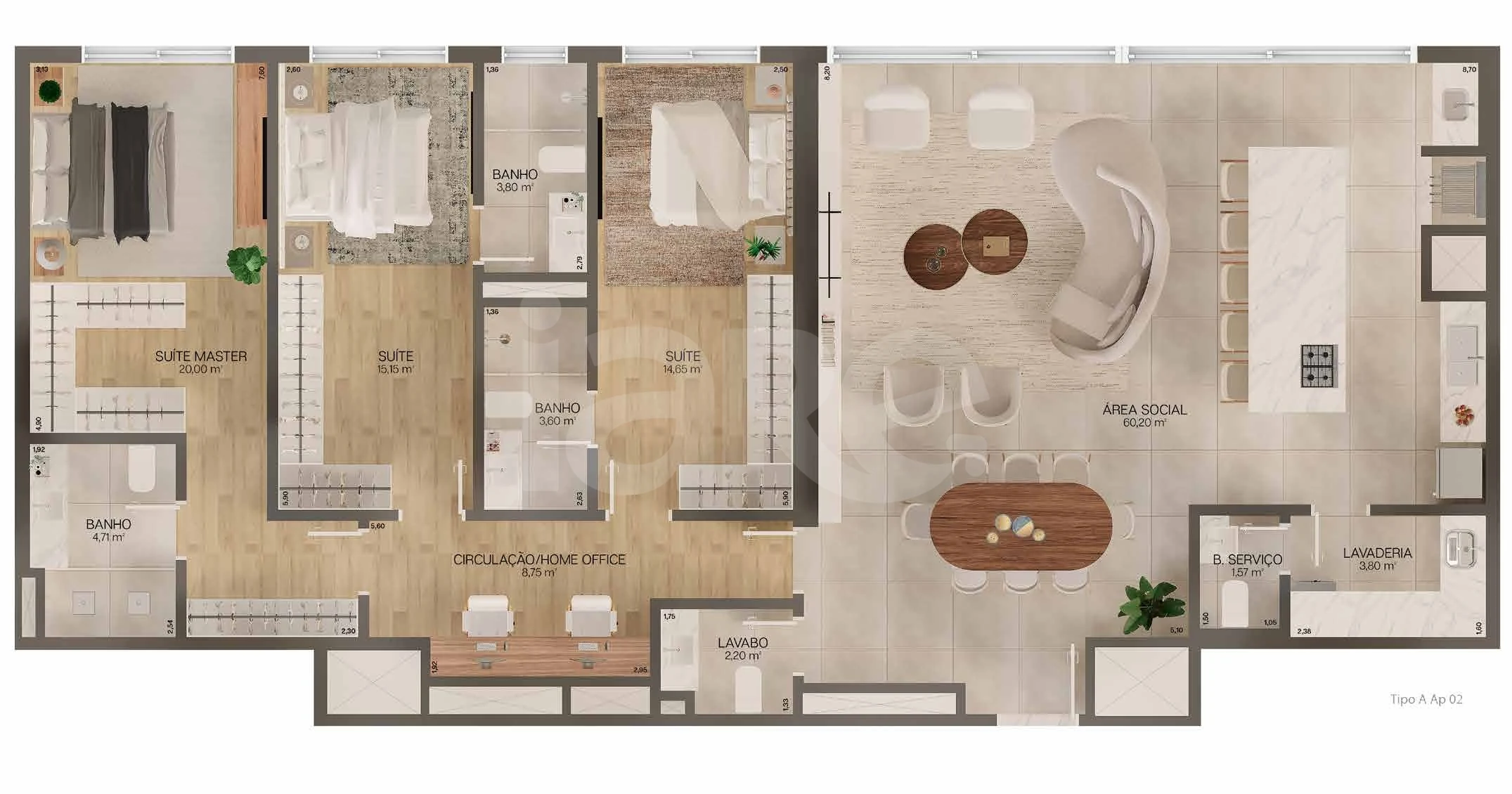 Planta — Apartamento 172,9 m²