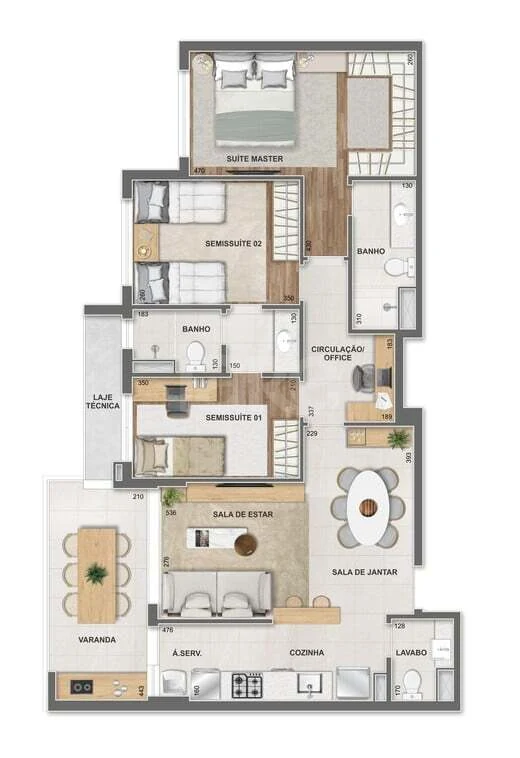Planta — Apartamento 96,9 m²