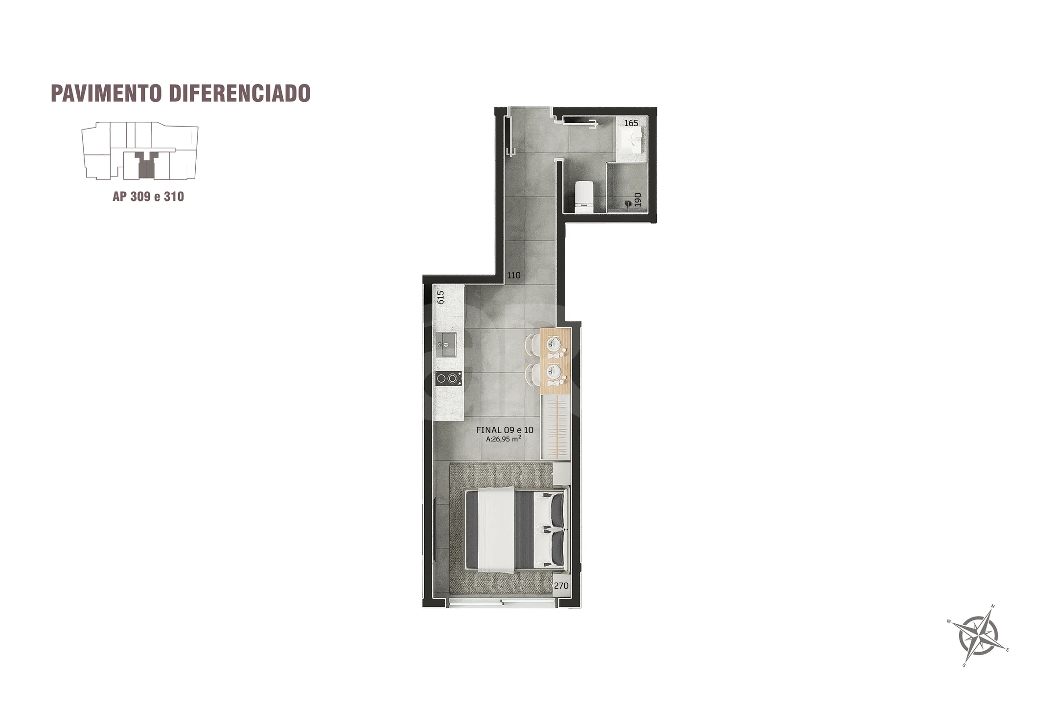 Planta — Studio 26,95 m²