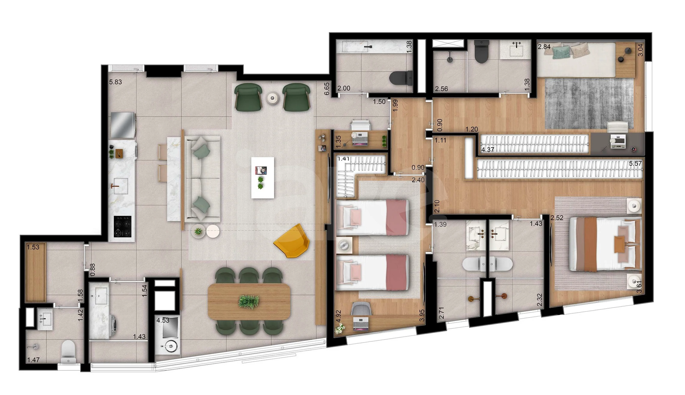 Planta — Apartamento 121,79 m²