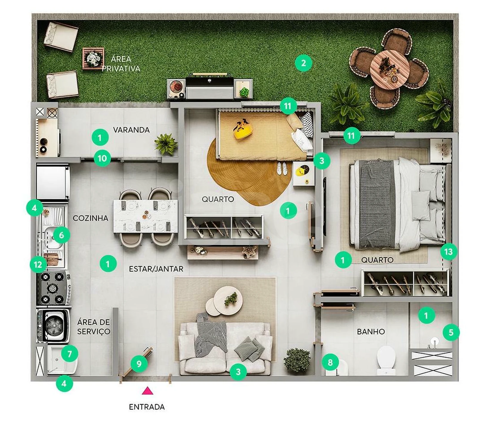 Planta — Garden 51,85 m²
