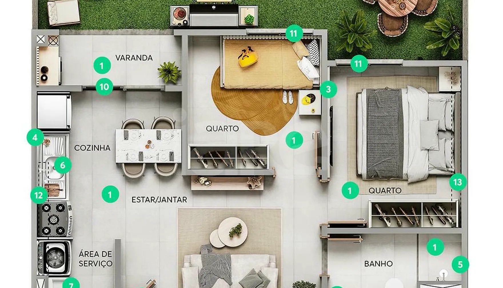 Planta — Garden 51,85 m²