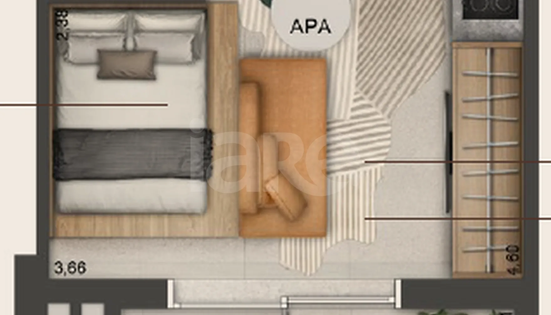 Planta — Studio 27,43 m²