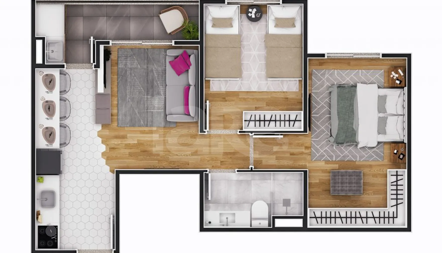Planta — Apartamento 52,39 m²
