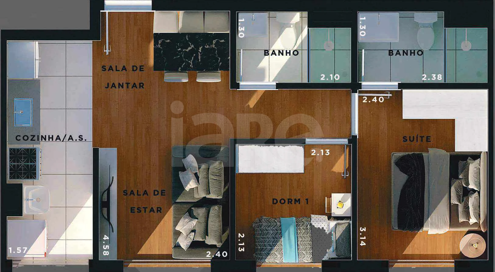 Planta — Apartamento 44,16 m²